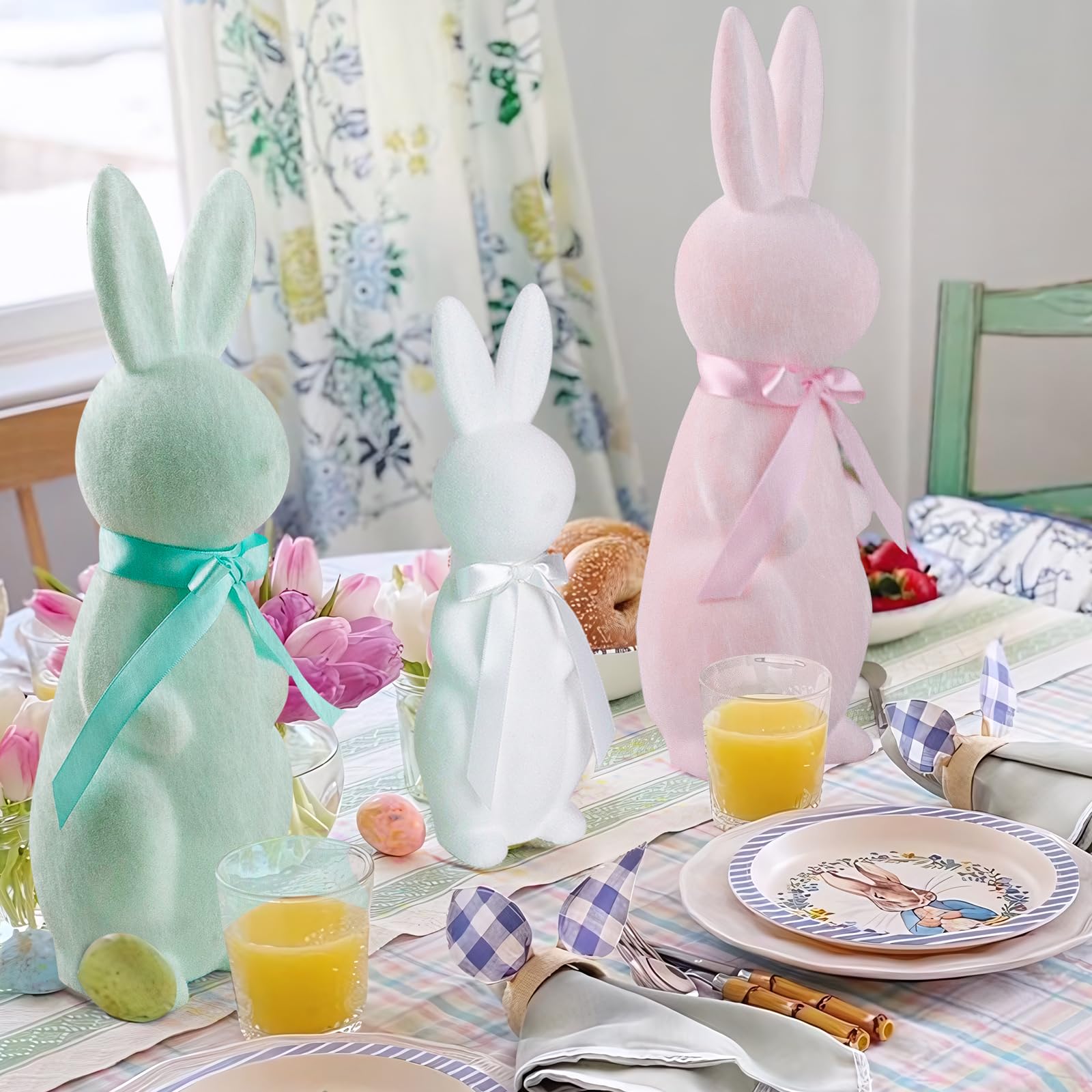 MOREDOTS three bunnies side-by-side showing the 10, 13, 16 inch sizes