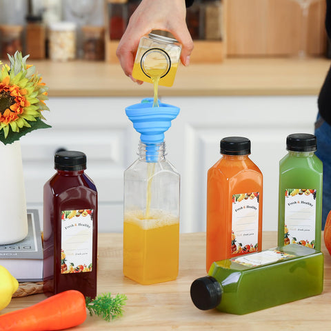 Moretoes bottle pouring juice to show clear presentation and pourability