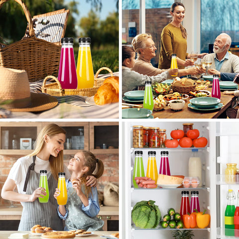 Moretoes bottles in fridge showing space-saving storage benefit