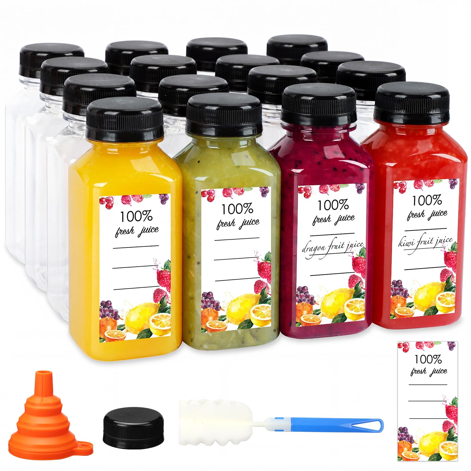 Moretoes clear bottles front view showing full pack and tidy storage benefit