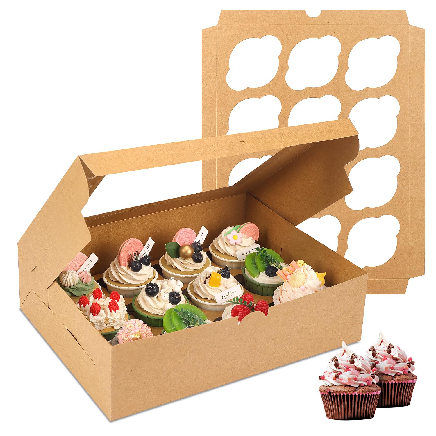 Moretoes front packaging showing box with window and sturdy kraft finish for presentation