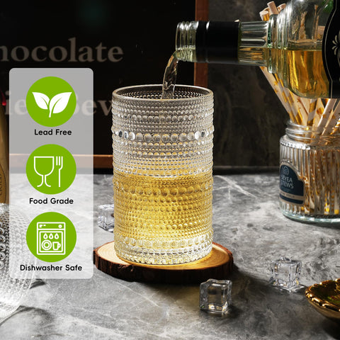 Moretoes glass filled with iced beverage highlighting clarity and presentation benefit