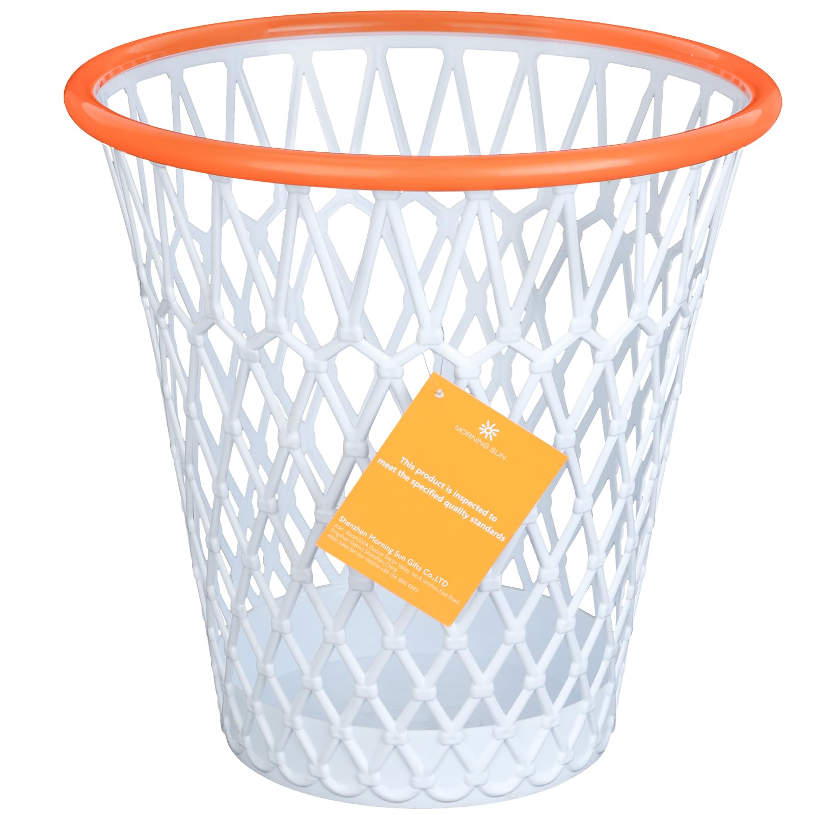 MORNING SUN front view showing hoop-shaped design and vibrant lines for decorative waste storage