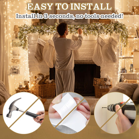 MorningRo holders placed on mantel with stockings and garland creating festive look