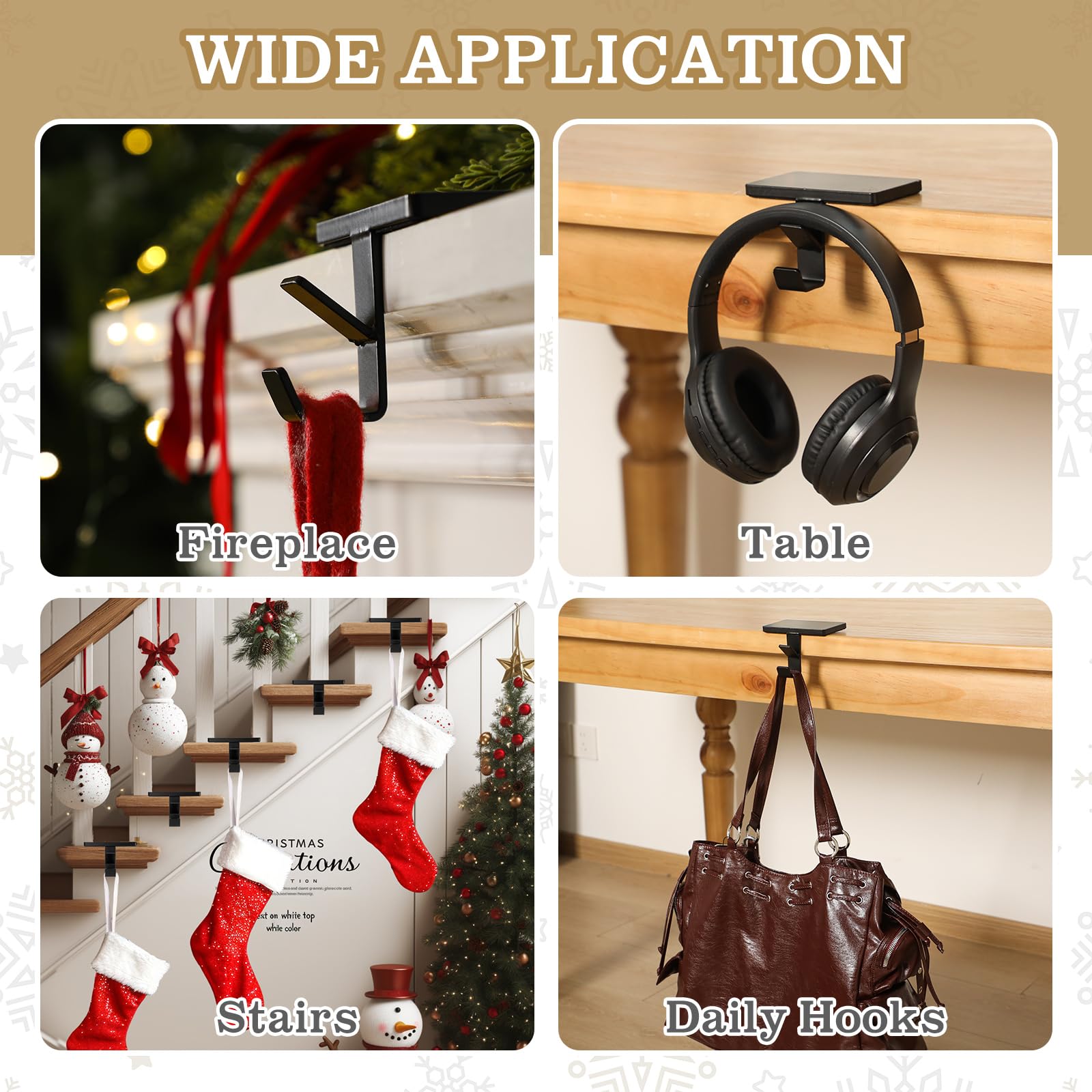MorningRo lifestyle shot of mantel styled with holders giving organized holiday decor