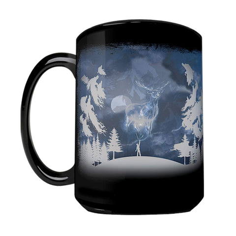Morphing Mugs on desk among books showing lifestyle display and fandom appeal