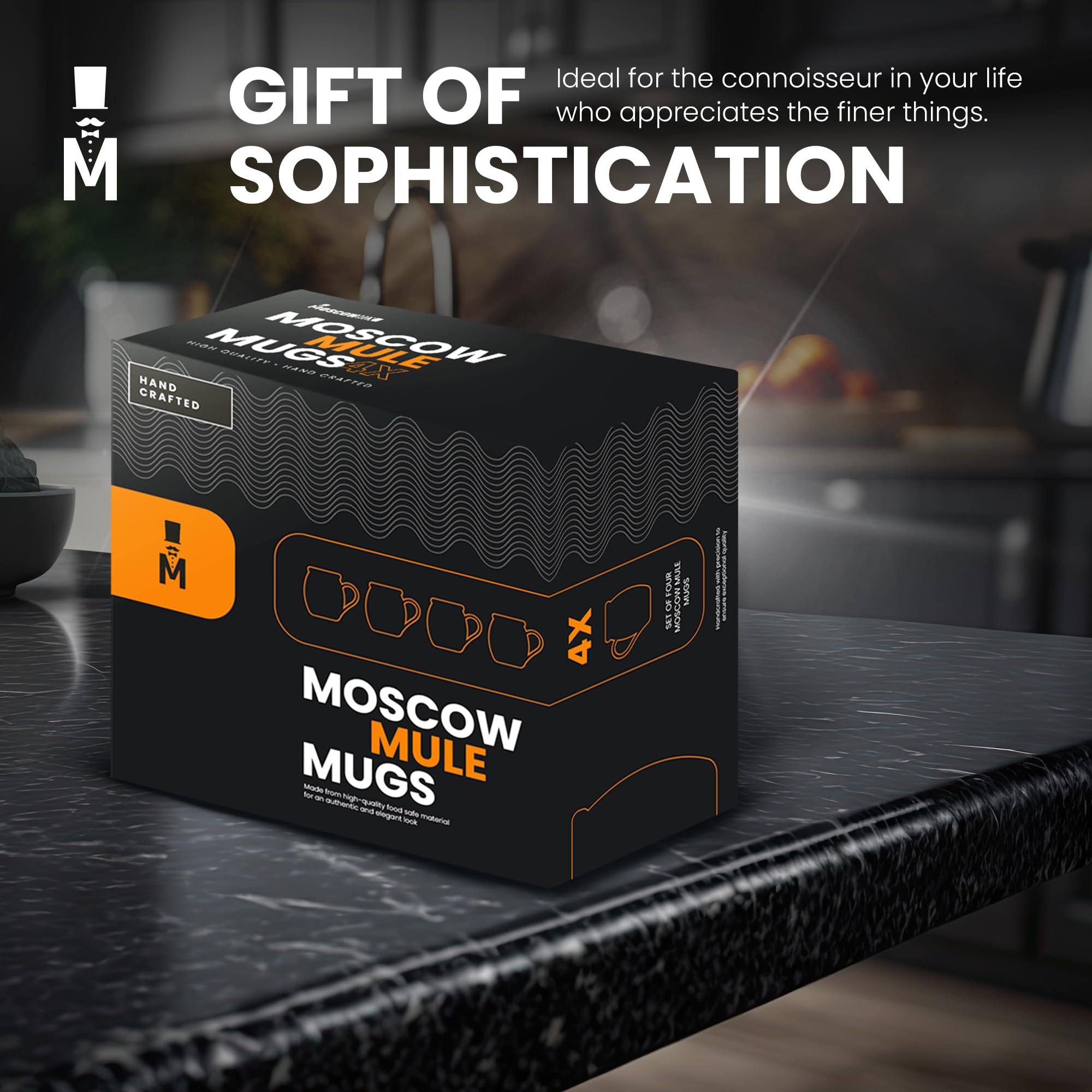 Moscow-Mix copper mugs on countertop in kitchen setting for entertaining inspiration