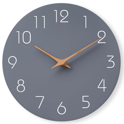 Mosewa front view of 14 inch clock showing clear readable face and quiet benefit