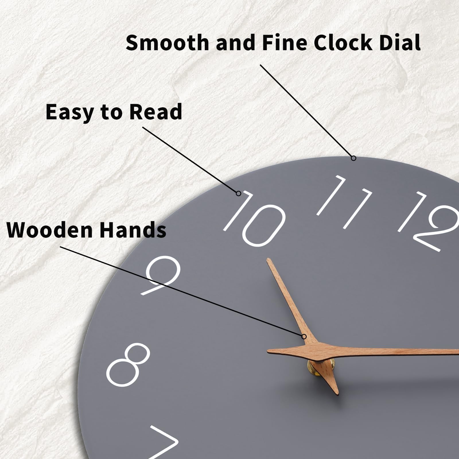 Mosewa in living room demonstrating quiet clock that blends with decor