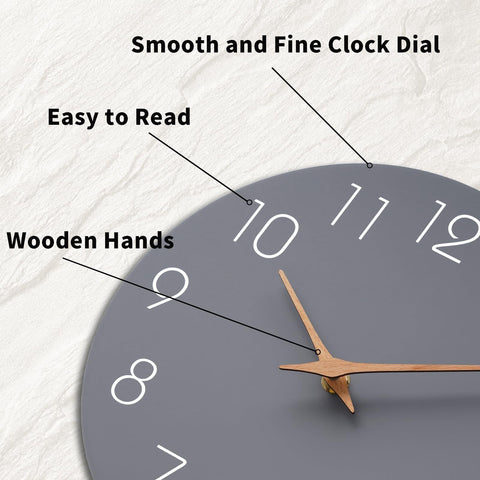 Mosewa in living room demonstrating quiet clock that blends with decor