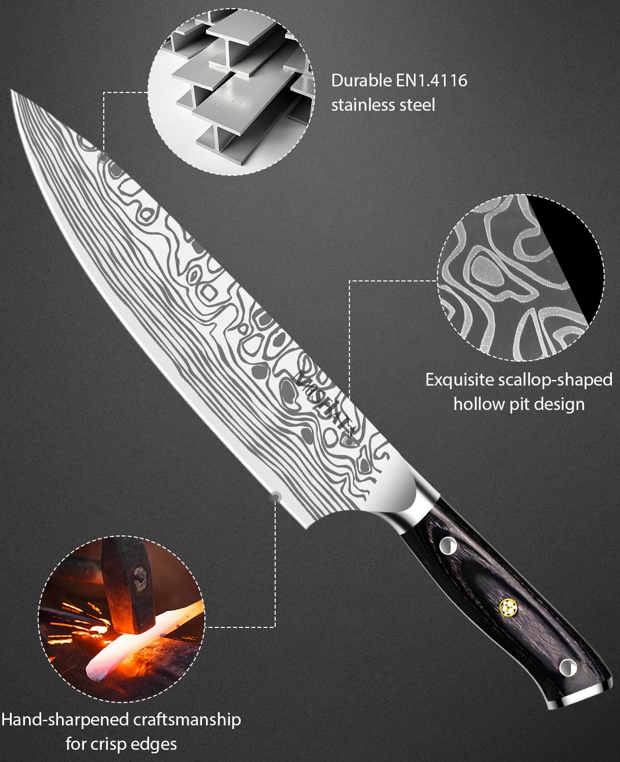 MOSFiATA micarta handle textured grip for comfortable secure handling