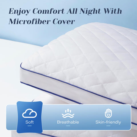mosluna pillow size comparison on bed showing king dimensions