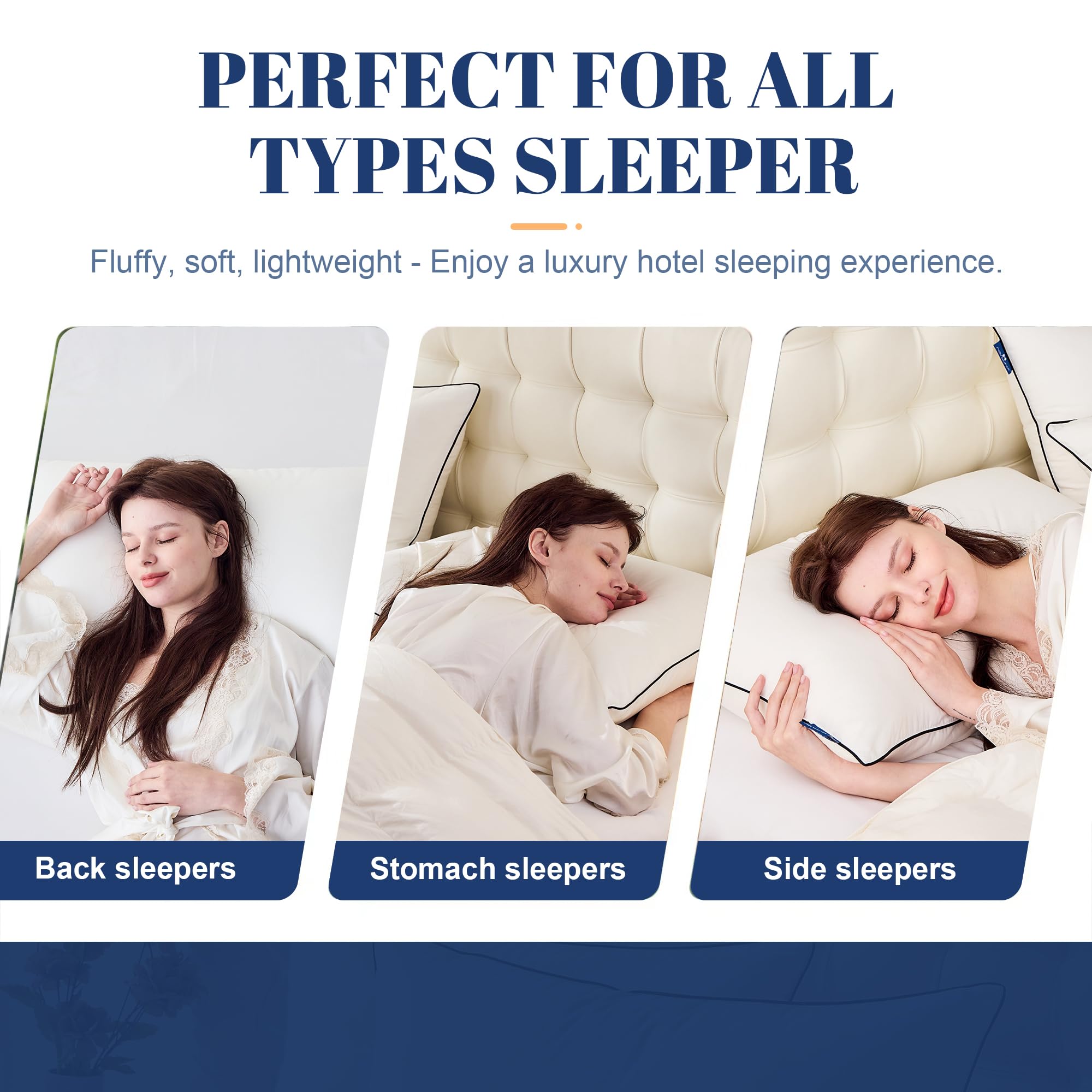 Mosluna pillows on styled bed demonstrating hotel-like comfort and breathable sleep