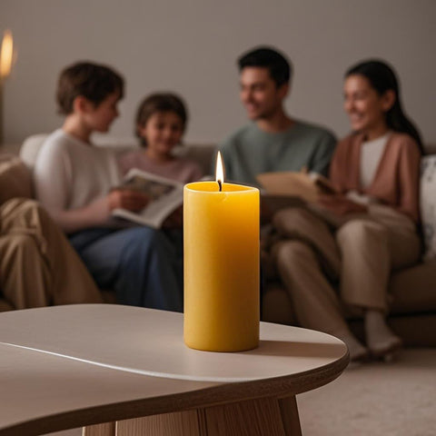 MOSROAD lit pillar in holder creating warm ambient light for cozy spaces