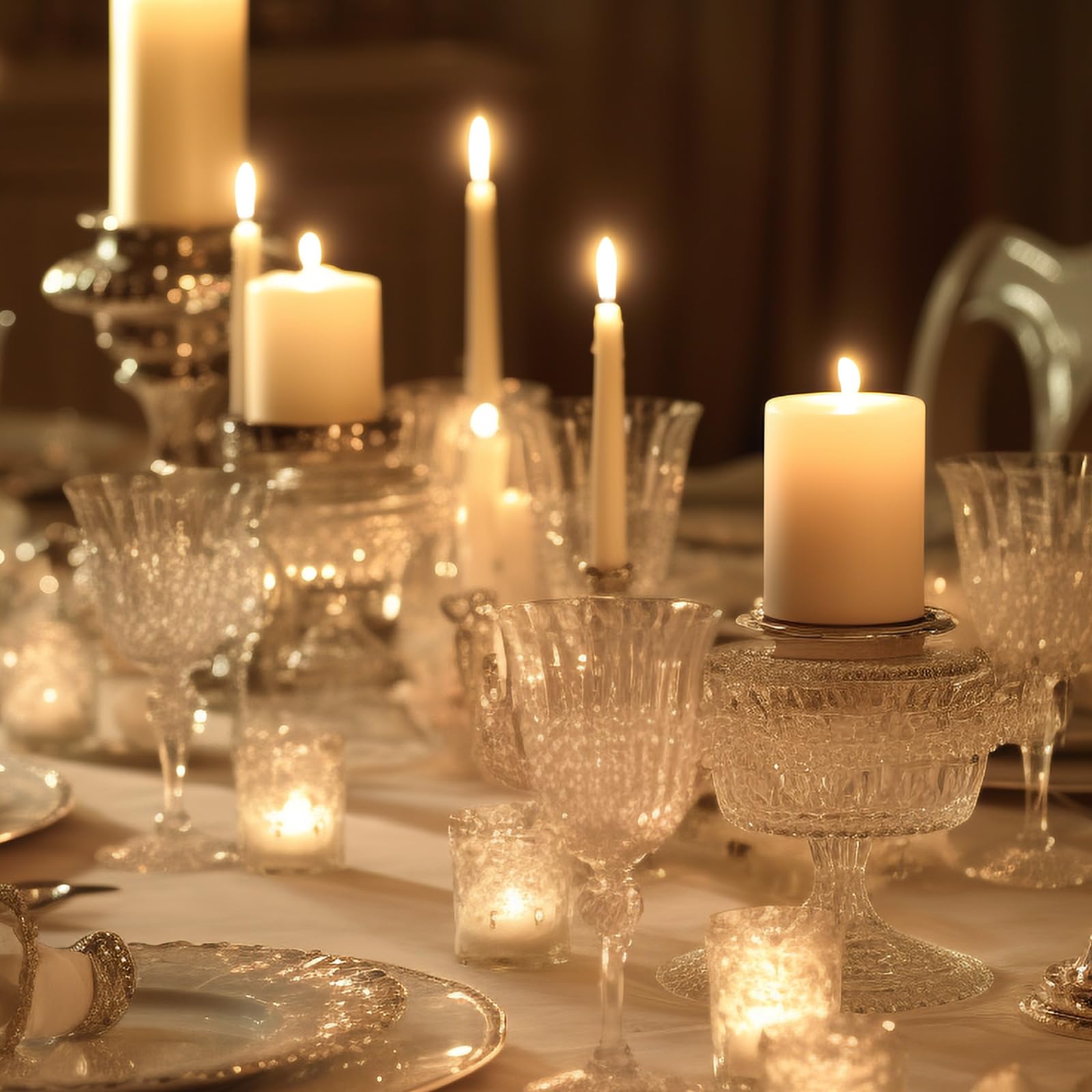 MOSROAD pillar candles sheltered outdoors on table enhancing mood