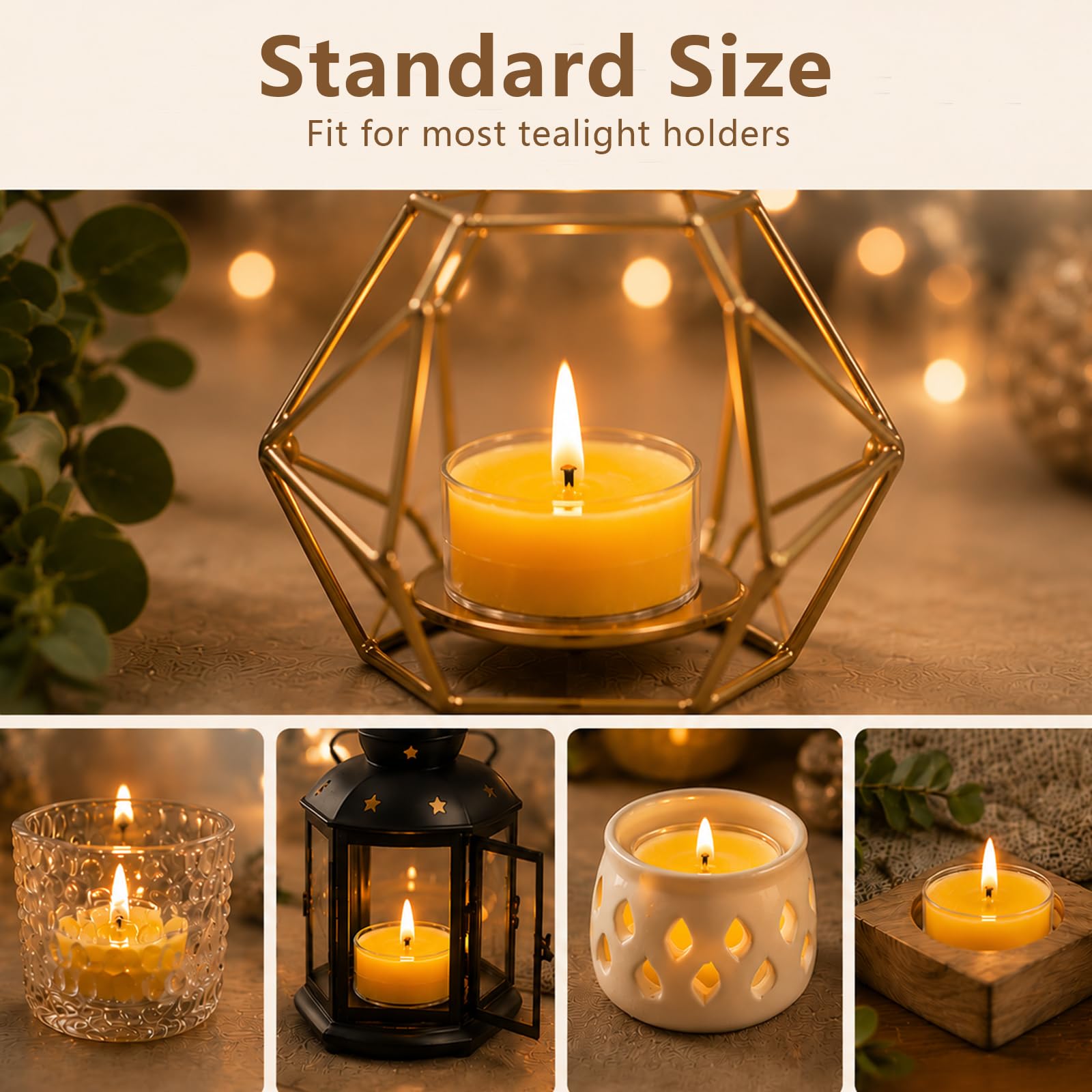 MOSROAD tea light burning on a table creating warm ambient light benefit