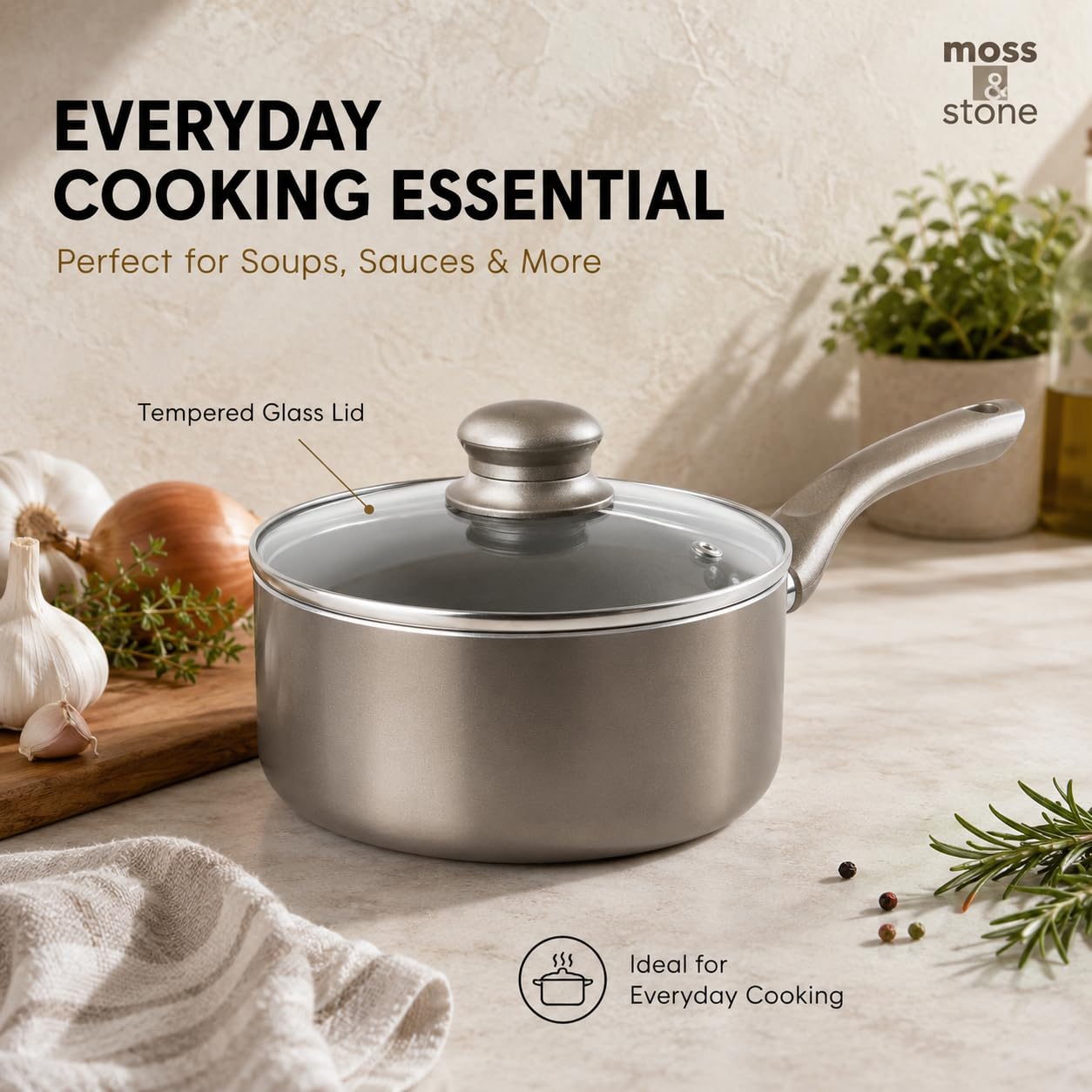 Moss & Stone tempered glass lids showing visibility and steam control