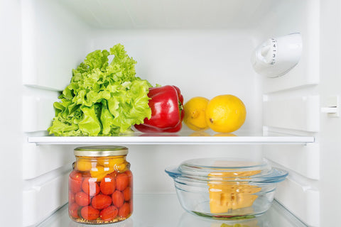 Moss & Stone lid-on dish inside refrigerator illustrating covered storage and freshness preservation