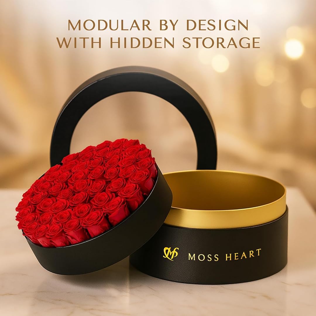 Moss Heart label and box branding detail emphasizing premium packaging benefit