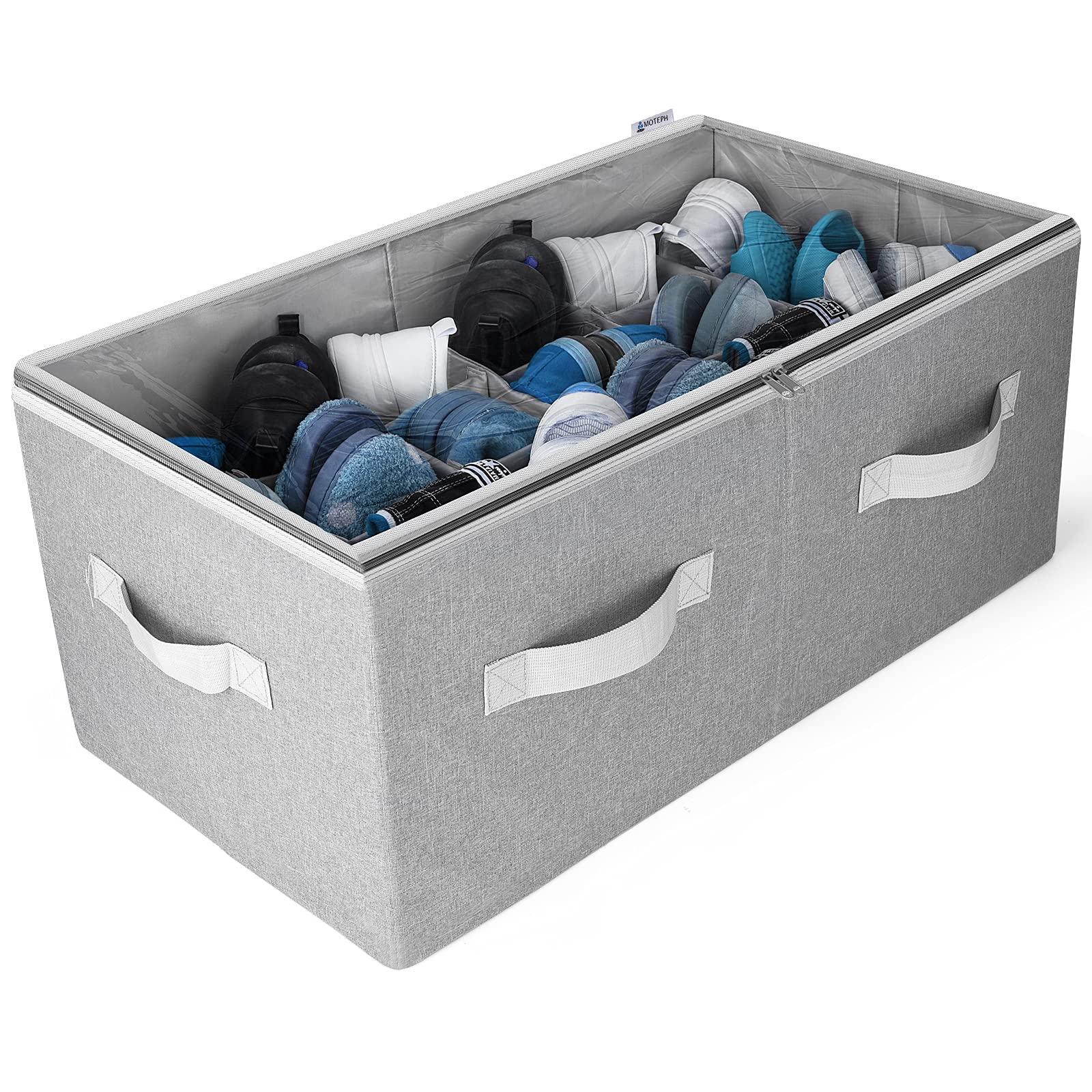 Moteph front view closed grey organizer showing neat storage and easy access