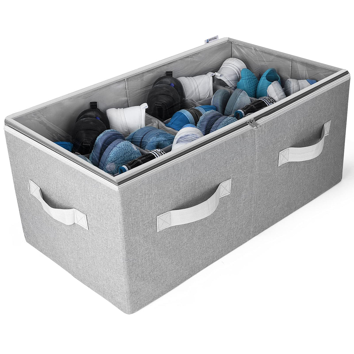 Moteph front view closed grey organizer showing neat storage and easy access