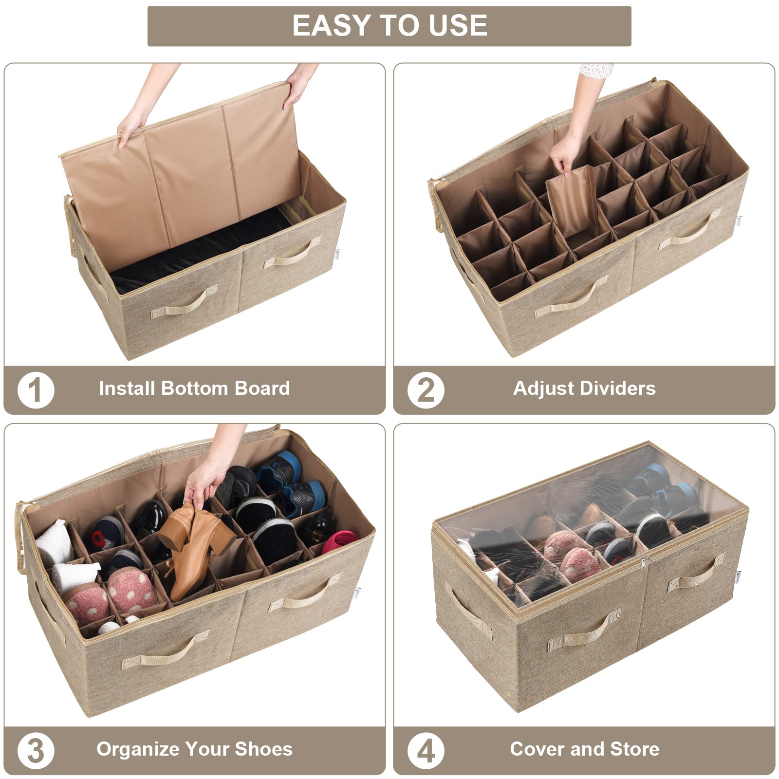 Moteph inside closet lifestyle displaying space-saving benefit and tidy shelves