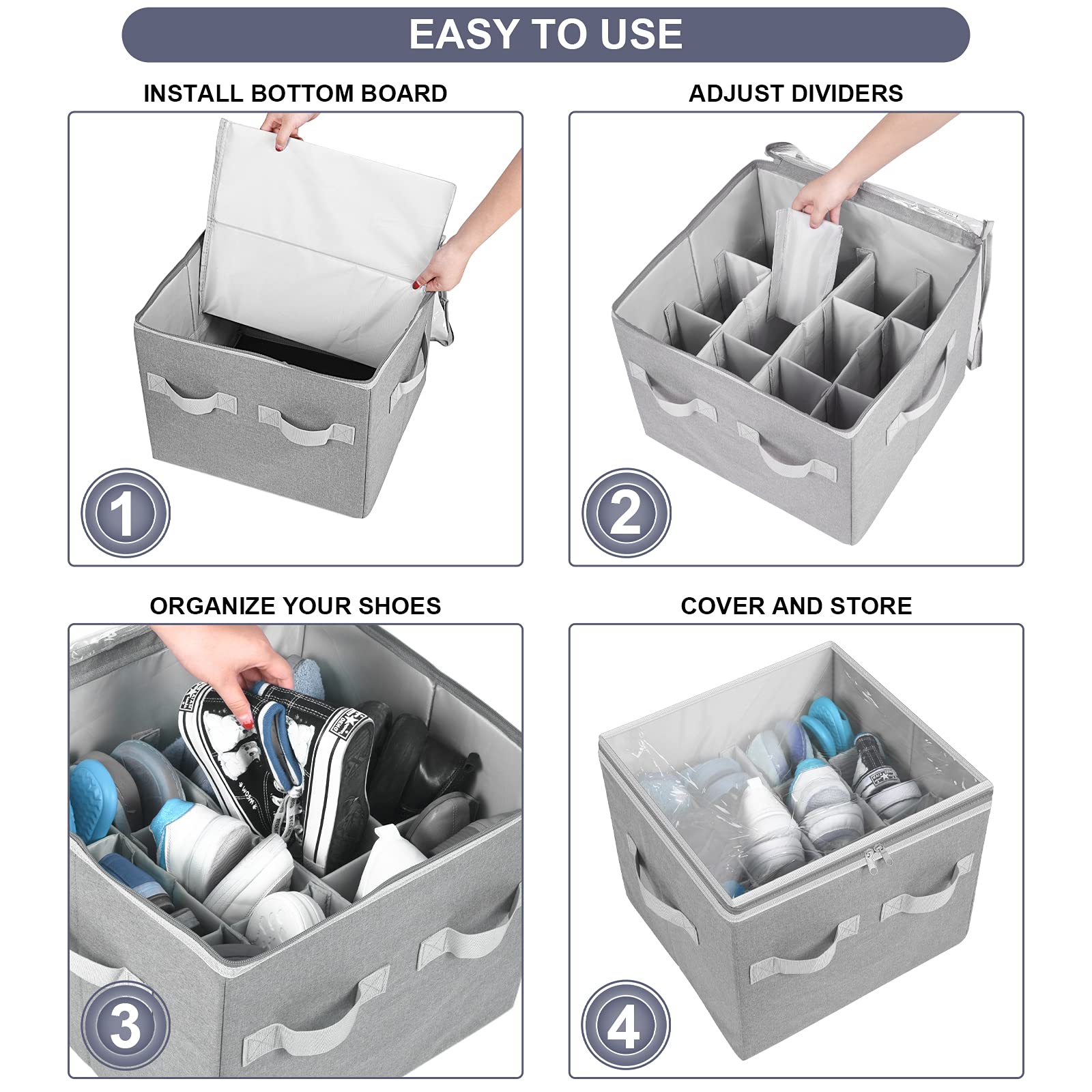 Moteph organizer in closet showing space saved and tidy storage benefit