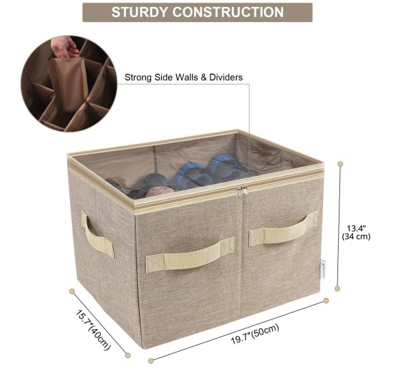 Moteph size scale comparison shows medium organizer fitting 16 pairs efficiently