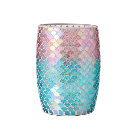 Motifeur front view glass wastebasket showing mermaid mosaic and stylish look