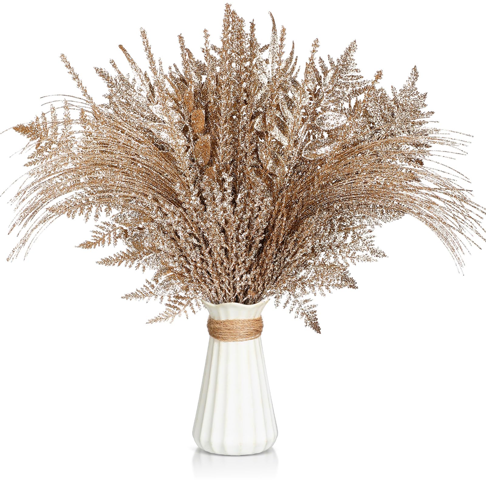Motionchic front packaging showing 50 champagne gold branches for easy holiday decorating