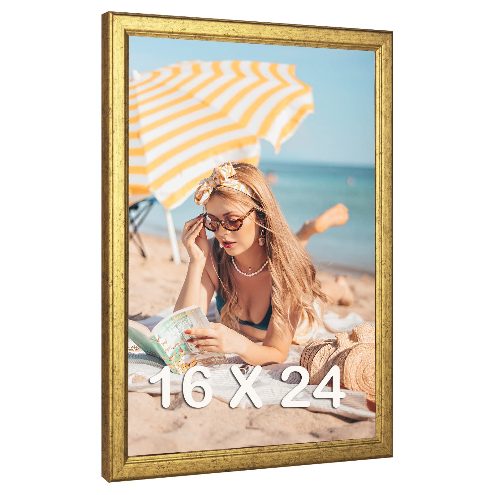 MOUDAMION gold wood frame front view showcasing elegant display benefit