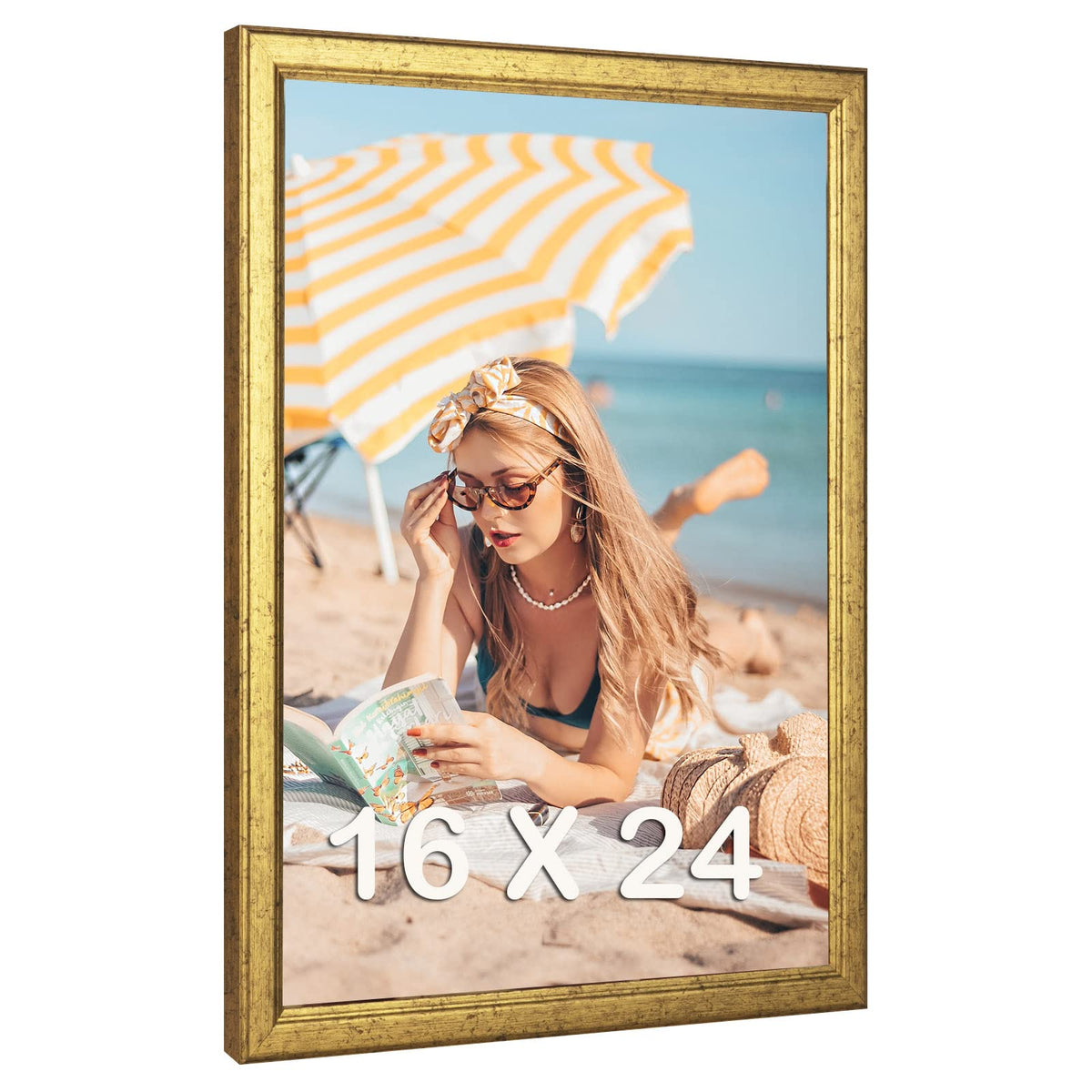 MOUDAMION gold wood frame front view showcasing elegant display benefit