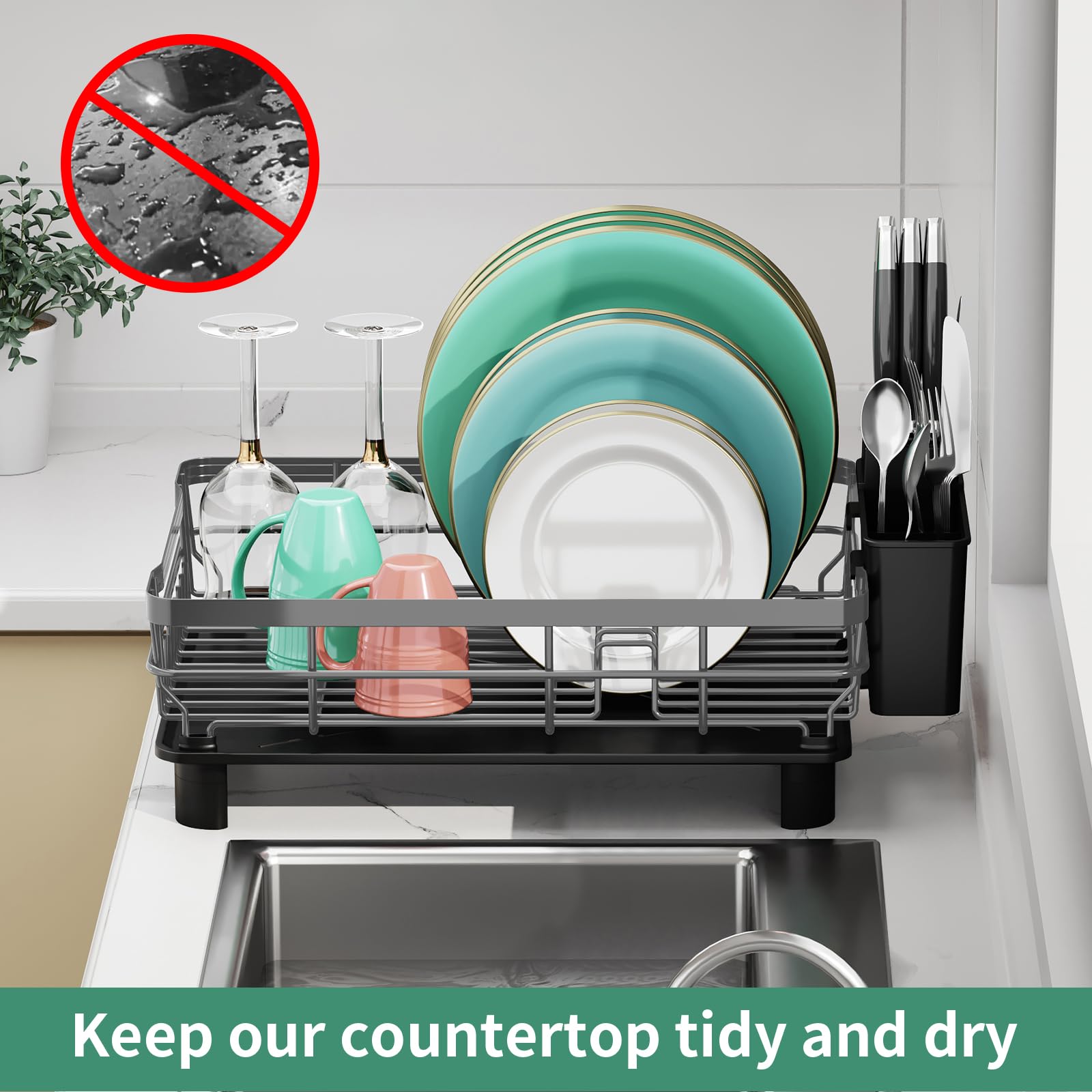 MOUKABAL size comparison with hand demonstrating compact countertop fit