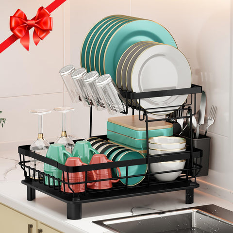 MOUKABAL top shelf loaded with bowls and cups drying efficiently on rack