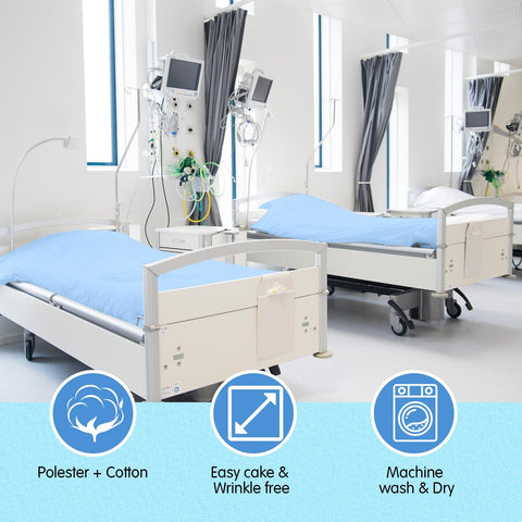 Moukeren flat sheet fully spread to show coverage and easy tuck benefit