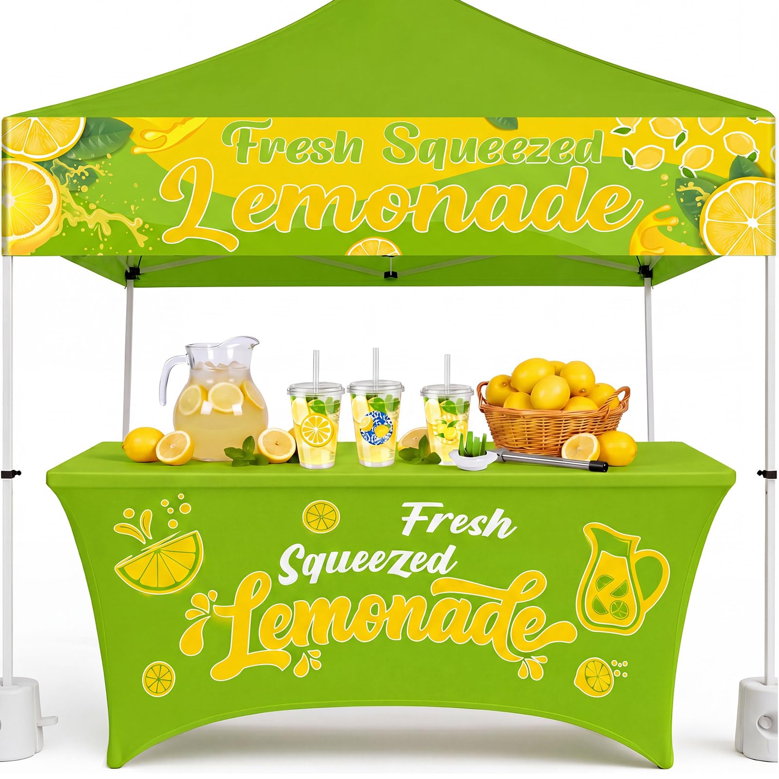 Moukeren front view of green tablecloth on table showing polished display benefit