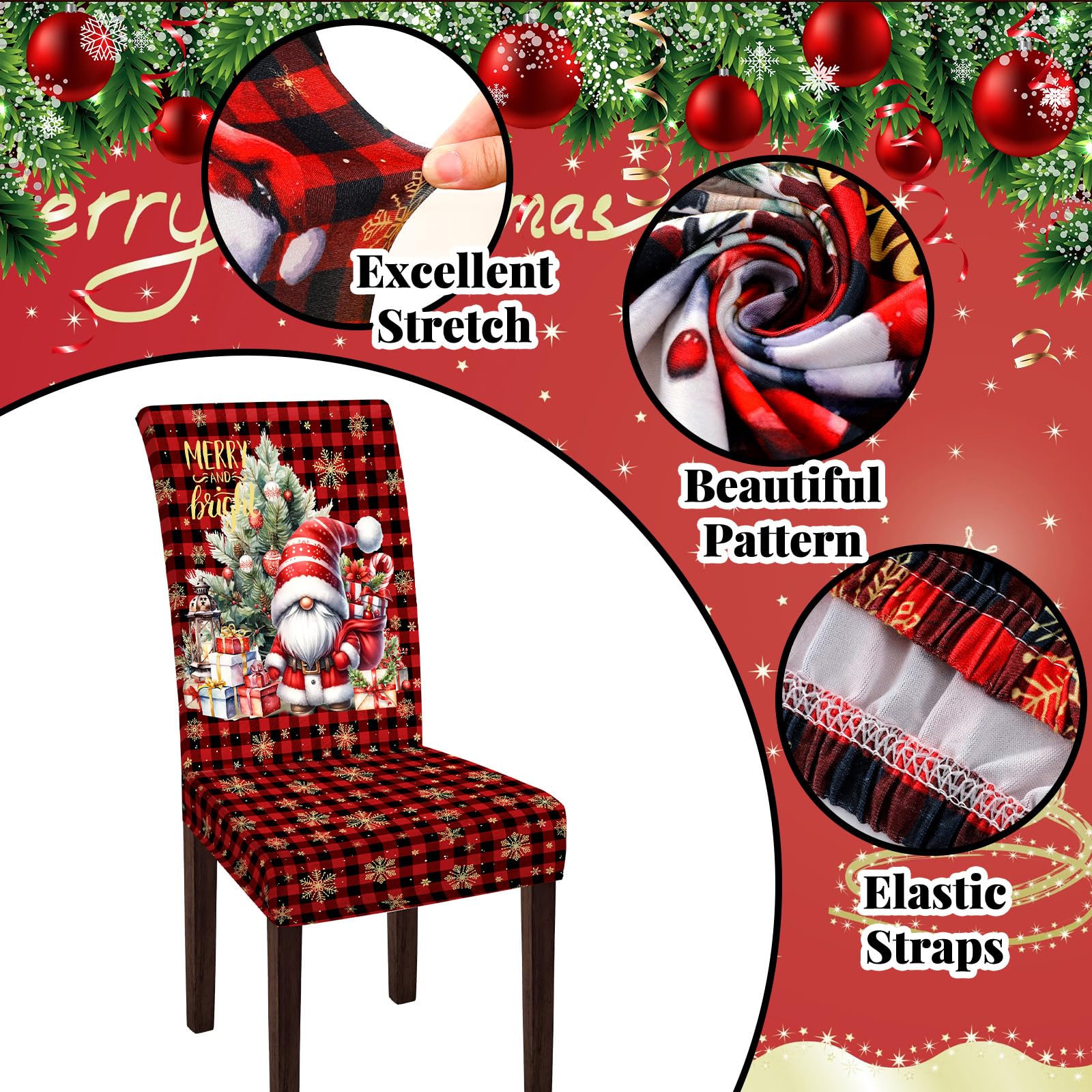 Moukeren gnome pattern on chair backrest, cheerful seasonal look and protection