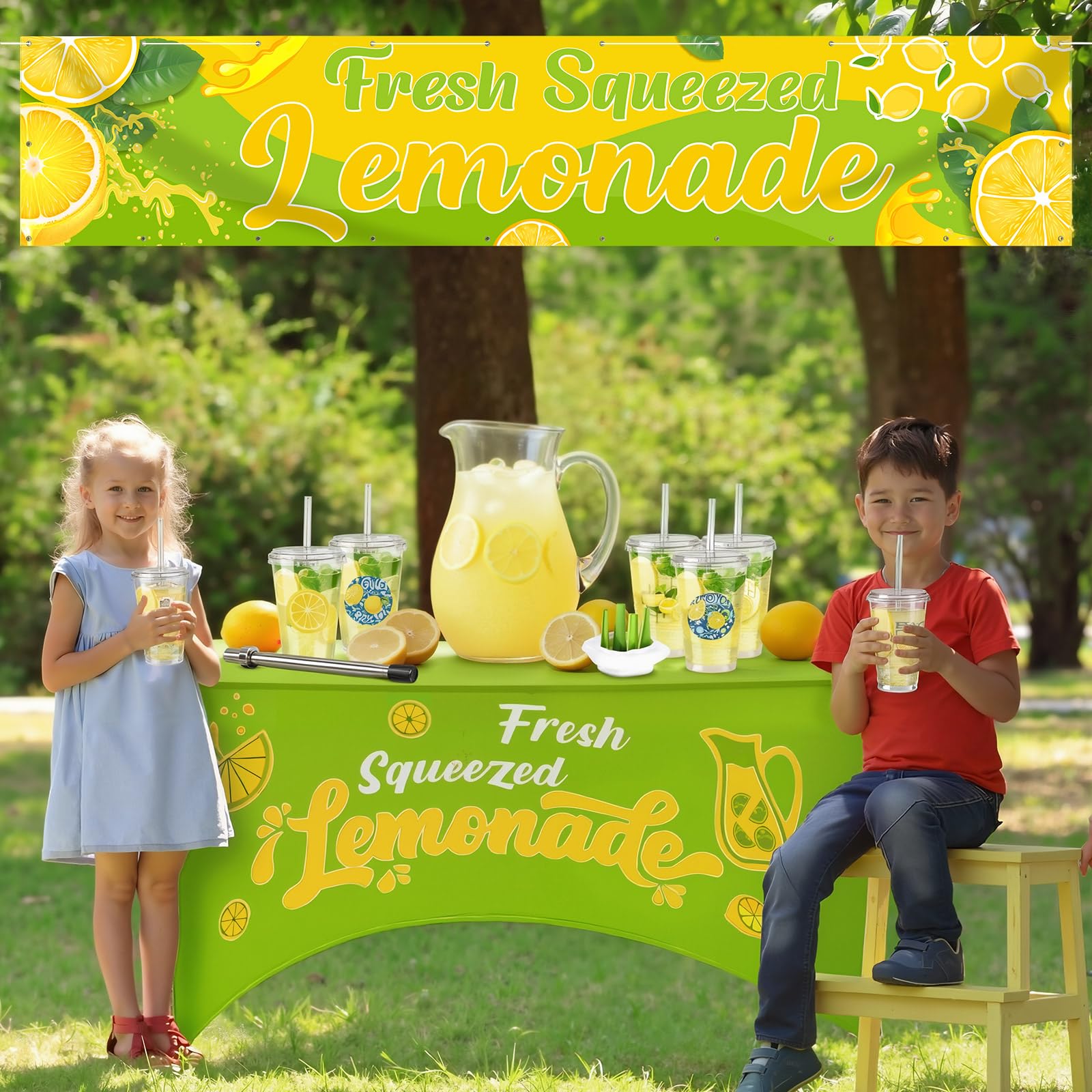 Moukeren lemonade stand in market setting attracting customers benefit