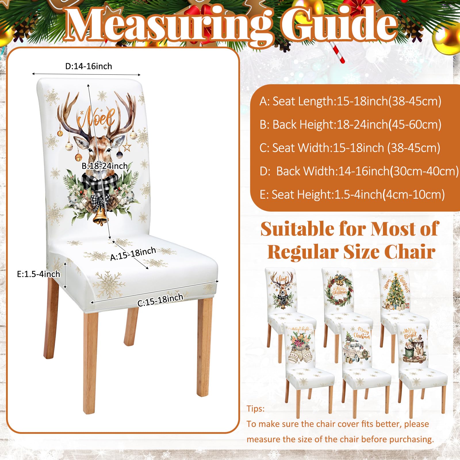 Moukeren Christmas tree cover on chair demonstrating full front fit and style