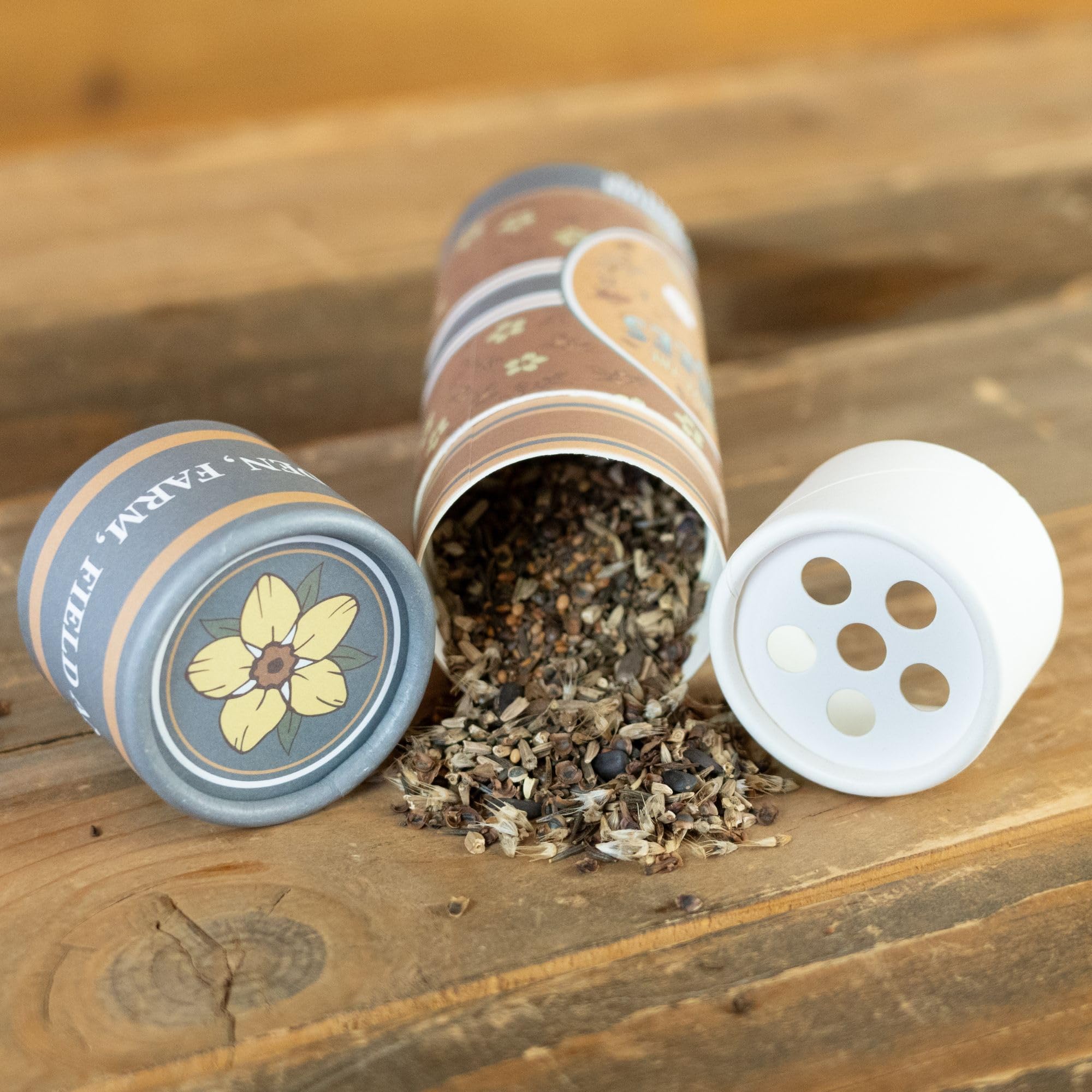 Mountain Valley Seed Company shaker tube beside ruler showing compact size and convenience