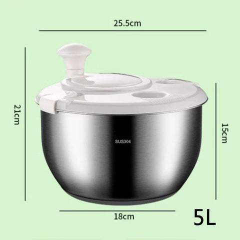 MOUNW spinner in use with salad demonstrating efficient drying benefit