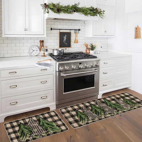 Moutina runner placed in kitchen enhancing holiday decor and floor protection