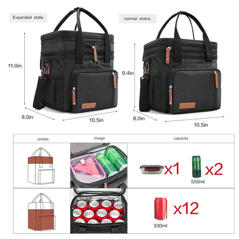 MOV COMPRA double-deck opened showing separated compartments for organized meals benefit