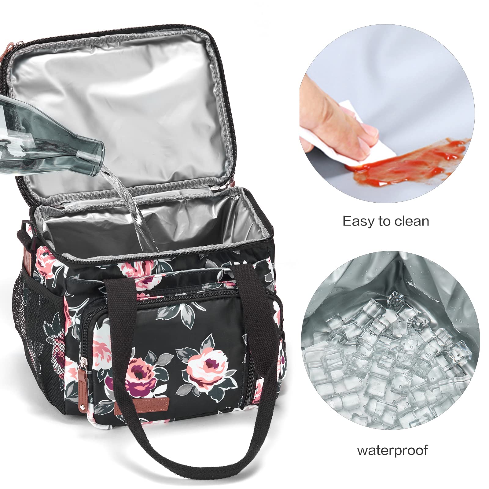 MOV COMPRA close-up of PEVA lining and seams, easy-to-clean benefit