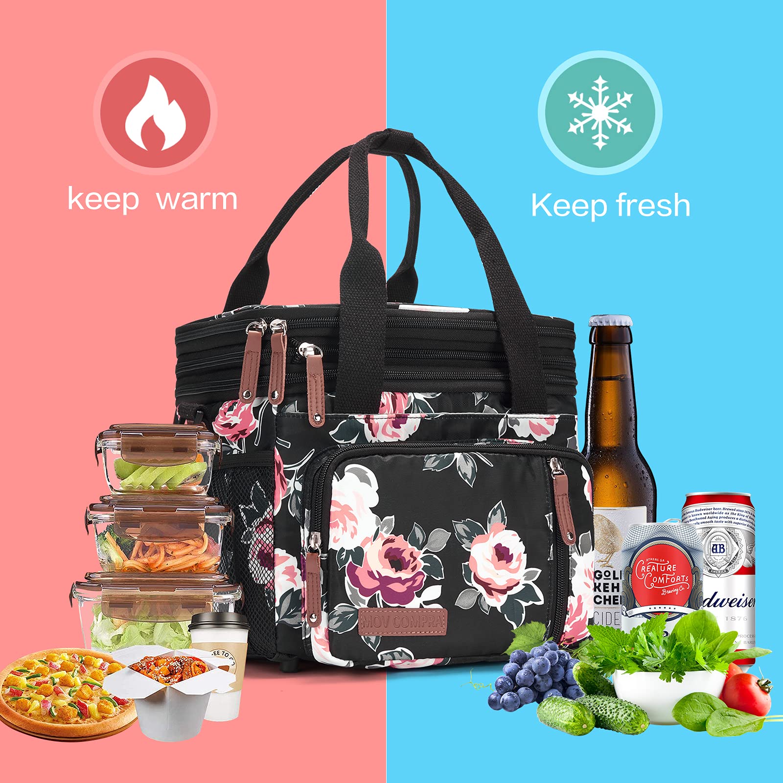MOV COMPRA on picnic blanket with packed meals, portable meal solution