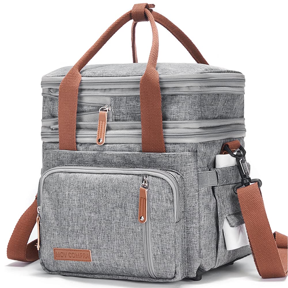 MOV COMPRA front view of grey lunch box showing compact design and professional look