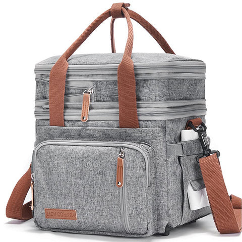 MOV COMPRA front view of grey lunch box showing compact design and professional look