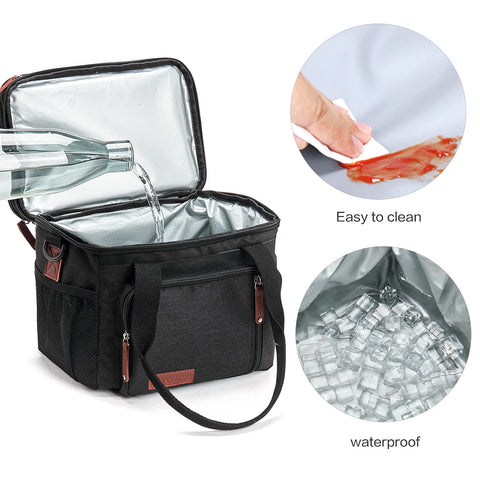 MOV COMPRA insulated PEVA liner close-up showing leakproof easy-clean interior benefit