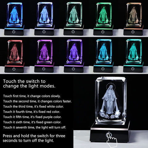 Movdyka LED base illuminated displaying glowing crystal statue benefit