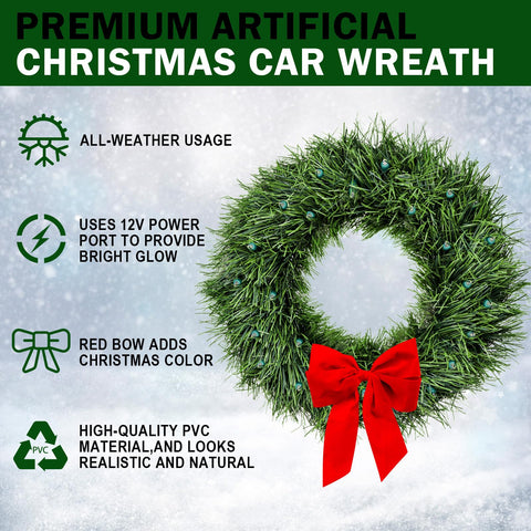 moveland wreath beside ruler for size comparison and small-vehicle fit